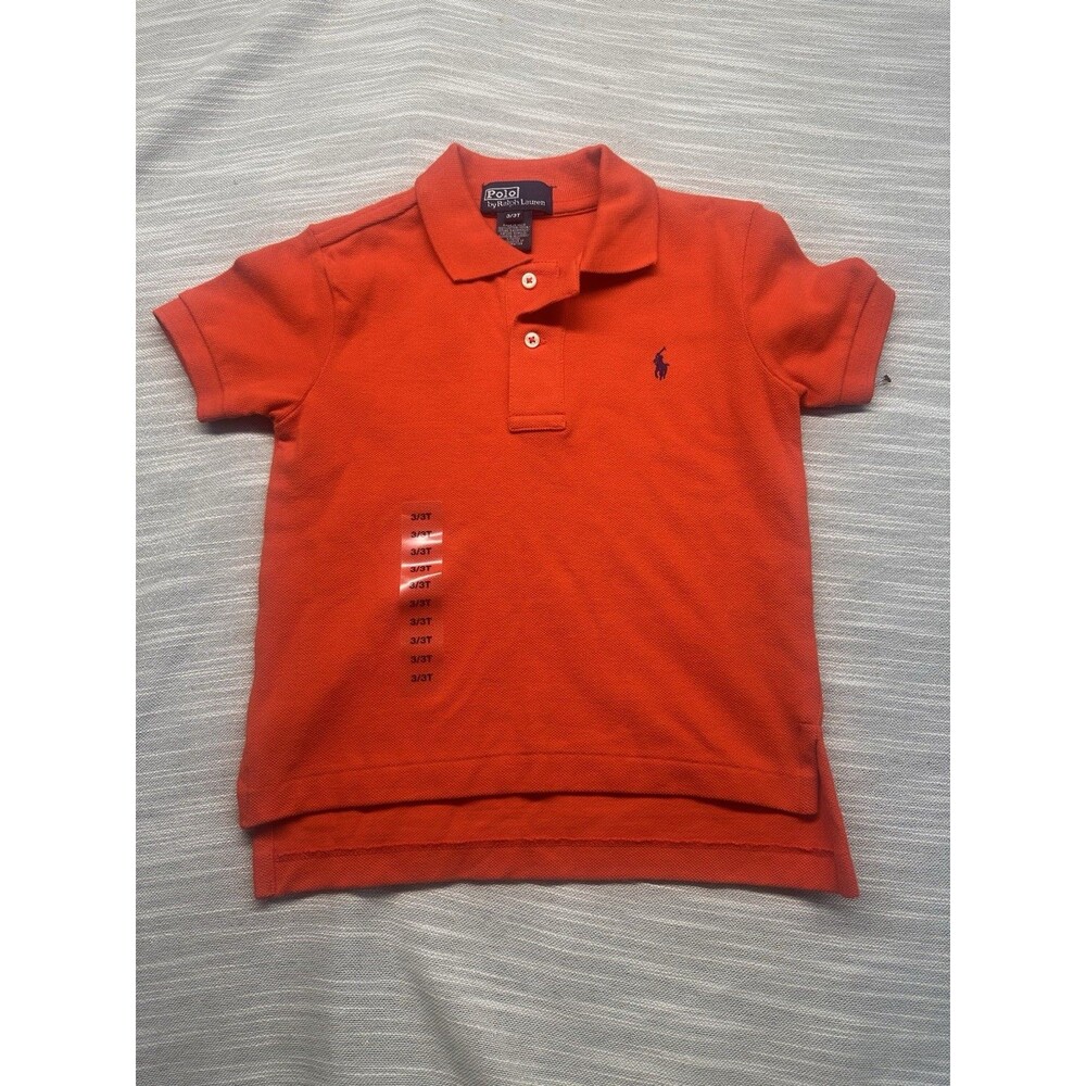 New Polo Ralph Lauren Boy's Shirt Short Sleeve Collared Mesh Player Red Size 3t